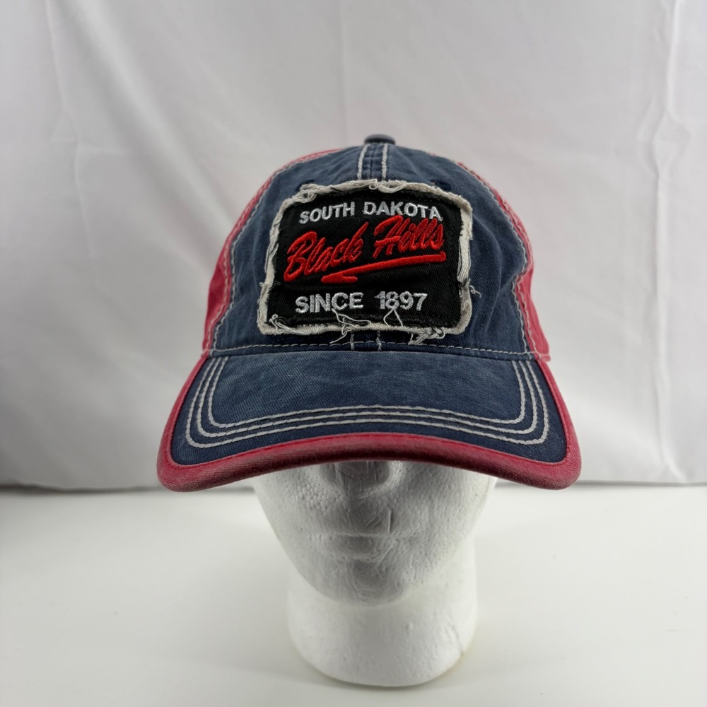 Pandora's Box South Dakota Black Hills Hat Navy Red Distressed Adjustable Cap